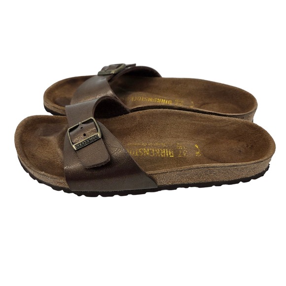 Birkenstock Madrid Buckle Sandals Bronze Leather Strap Cork Womens 6 - Picture 2 of 9